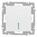 Выключатель Intro Accent 6-102-01М с подсветкой, 10А-250В, IP20, СУ, AL/CU, белый матовый