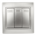 Выключатель трёхклавишный Intro Plano 1-106-03 скрытой установки 10А 250В алюминий