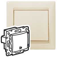 VALENA Выключатель 1-клавишный самовозвартный с символом звонка 10А схема 1P безвинтовое крепление слоновая кость