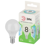 Лампочка светодиодная ЭРА GREEN LINE LED P45-8W-840-E14 GL E14 8 Вт шар яркий белый свет Лампочка светодиодная ЭРА GREEN LINE LED P45-8W-840-E14 GL E14 8 Вт шар яркий белый свет