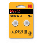 Батарейки Kodak CR2032-2BL MAX Lithium (60/240/43200)