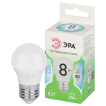 Лампочка светодиодная ЭРА GREEN LINE LED P45-8W-840-E27 GL E27 8 Вт шар яркий белый свет