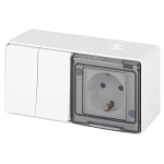 Блок розетка с выключателем ЭРА Эксперт 11-7502-01 двойной IP55, 16A(10AX)-250В, ОУ, белый