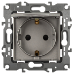 Розетка ЭРА Серия 12 12-2103-16 , 2P+E Schuko со шторками с крышкой, 16А-250В, титан