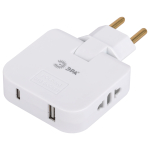Разветвитель электрический ЭРА SPF-2-FL-USBC поворотный на 2 розетки + 2USB A+C 10А белый Разветвитель электрический ЭРА SPF-2-FL-USBC поворотный на 2 розетки + 2USB A+C 10А белый