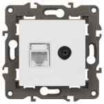 Розетка ЭРА Elegance 14-3110-01М RJ45+TV, белый матовый