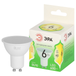 Лампочка светодиодная ЭРА GREEN LINE LED MR16-6W-830-GU10 GL GU10 6 Вт софит теплый свет Лампочка светодиодная ЭРА GREEN LINE LED MR16-6W-830-GU10 GL GU10 6 Вт софит теплый свет