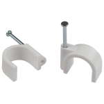 Скоба пластиковая ЭРА NO-224-579 крепежная круглая 25 мм белая (50 шт/уп)