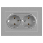 Розетка Intro Accent 6-205-03 2X2P+E Schuko, 16А-250В, IP20, СУ, AL/CU, алюминий
