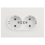 Розетка Intro Accent 6-205-01М 2X2P+E Schuko, 16А-250В, IP20, СУ, AL/CU, белый матовый