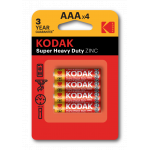 Батарейки Kodak R03-4BL SUPER HEAVY DUTY Zinc [K3AHZ-4] (48/240/54000)