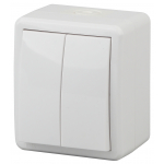 Выключатель ЭРА Эксперт 11-1404-01 накладной IP54 10А 250В белый двухклавишный