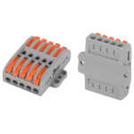 Клемма ЭРА NO-225-456 проходная с монтажной площадкой 222-2415Р с рычагами 5 полюсов 0.08-2.5/4 мм2 (упаковка 1 шт.)