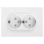 Розетка Intro Accent 6-208-01 , 2X2P+E Schuko со шторками, 16А-250В, IP20, СУ, AL/CU, белый