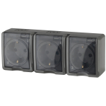 Розетка ЭРА Эксперт 11-2406-03 накладная IP54 16А 250В серый тройная с заземлением со шторками