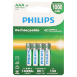 Аккумуляторы NiMH (никель-металлгидридные) Philips R03B4RTU10/51 ААА 1,2v 4 шт. HR03-4BL 1000mAh (4/48/384/24576)