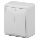 Выключатель ЭРА Эксперт 11-1205-01 накладной IP20 10А 250В белый двухклавишный с подсветкой