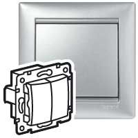 VALENA DIY Выключатель 2-клавишный схема 5 10А безвинтовое крепление алюминий VALENA DIY Выключатель 2-клавишный схема 5 10А безвинтовое крепление алюминий