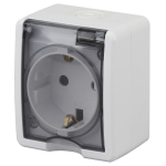 Розетка ЭРА Эксперт 11-2401-01 накладная IP54 16А 250В белый с заземлением
