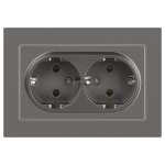 Розетка Intro Accent 6-205-09 двойная 2X2P+E Schuko, 16А-250В, IP20, СУ, AL/CU, титан