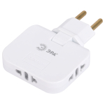 Разветвитель электрический ЭРА SPF-3-FL поворотный на 3 розетки 10А белый