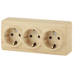 Розетка ЭРА Эксперт 11-2208-11 накладная IP20 16А 250В сосна тройная с заземлением