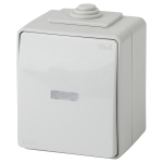 Выключатель ЭРА Эксперт 11-1602-03 накладной IP65 10А 250В серый одноклавишный с подсветкой