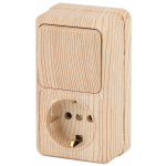 Блок ЭРА Intro Quadro 2-705-11 16(10)А 250В накладной сосна с розеткой и выключателем вертикальный