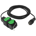 Удлинитель силовой ЭРА GREEN LINE UDL-KG-2x2,5m-5m-IP44 с крышками 4 розетки 5м КГ 2x2.5мм2 IP44