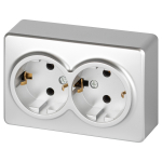Розетка ЭРА Эксперт 11-2205-03 двойная с заземлением 2х2P+E Schuko IP20 16A-250В ОУ алюминий Розетка ЭРА Эксперт 11-2205-03 двойная с заземлением 2х2P+E Schuko IP20 16A-250В ОУ алюминий