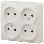 Розетка ЭРА Эксперт 11-2210-02 накладная IP20 16А 250В слоновая кость четырёхместная