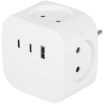 Разветвитель электрический ЭРА SP-4-3USBAC-W на 4 розетки + 3 USB A+C со шторками 10А белый