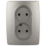 Розетка ЭРА Серия 12 12-2107-16 , 2X2P, 16А-250В, титан