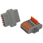 Клемма ЭРА NO-225-401 проходная с монтажной площадкой 222-2415Р с рычагами 5 полюсов 0.08-2.5/4 мм2 (упаковка 5 шт.)