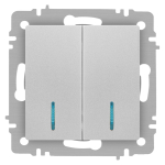 Выключатель Intro Accent 6-105-03 двойной с подсветкой, 10А-250В, IP20, СУ, AL/CU, алюминий
