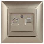 Розетка компьютерная Intro Solo 4-303-04 RJ45 скрытой установки шампань