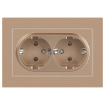 Розетка Intro Accent 6-205-04 2X2P+E Schuko, 16А-250В, IP20, СУ, AL/CU, шампань Розетка Intro Accent 6-205-04 2X2P+E Schuko, 16А-250В, IP20, СУ, AL/CU, шампань