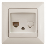Розетка компьютерная Intro Solo 4-303-02 RJ45 скрытой установки слоновая кость