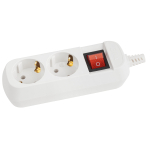 Колодка ЭРА KX-2es электрическая 2 розетки с заземлением с выключателем белая