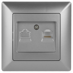 Розетка компьютерная Intro Solo 4-303-03 RJ45 скрытой установки алюминий Розетка компьютерная Intro Solo 4-303-03 RJ45 скрытой установки алюминий