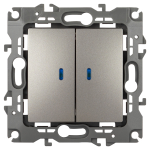 Выключатель ЭРА Серия 12 12-1105-16 двойной с подсветкой, 10АХ-250В, титан