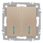 Выключатель Intro Accent 6-105-04 двойной с подсветкой, 10А-250В, IP20, СУ, AL/CU, шампань