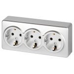 Розетка ЭРА Эксперт 11-2208-03 тройная с заземлением 3х2P+E Schuko IP20 16A-250В ОУ алюминий
