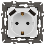 Розетка ЭРА Elegance 14-4109-01М 2P+E 16A-250В, штор. с 2xUSB 5В-3А, белый матовый