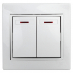 Выключатель двойной с подсветкой Intro 1Э-105-01 10А-250В, скрытой установки, без лапок,Plano, белый