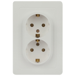 Розетка Intro 7-205-01 Style двойная с заземлением 2X2P+E Schuko, 16А-250В, IP20, СУ, белый