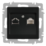 Розетка Intro Accent 6-303-05 информационная RJ45, IP20, СУ, антрацит Розетка Intro Accent 6-303-05 информационная RJ45, IP20, СУ, антрацит