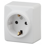 Розетка ЭРА Эксперт 11-2204-01 накладная IP20 16А 250В белый с заземлением со шторками