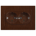 Розетка Intro Accent 6-205-10 , 2X2P+E Schuko, 16А-250В, IP20, СУ, AL/CU, венге