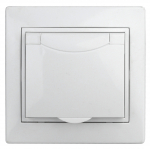 Розетка Intro 2P+E Schuko с 1Э-203-01 крышкой, 16А-250В, скрытой установки, без лапок,Plano, белый